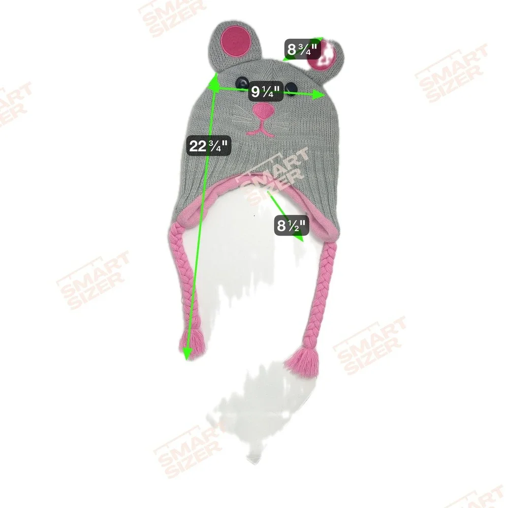 Arizona Jean Company Kids Gray Mouse Hat with Pink‎ Ears and Braids One Size